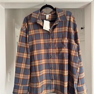 H&M Brown and Blue Plaid Shirt